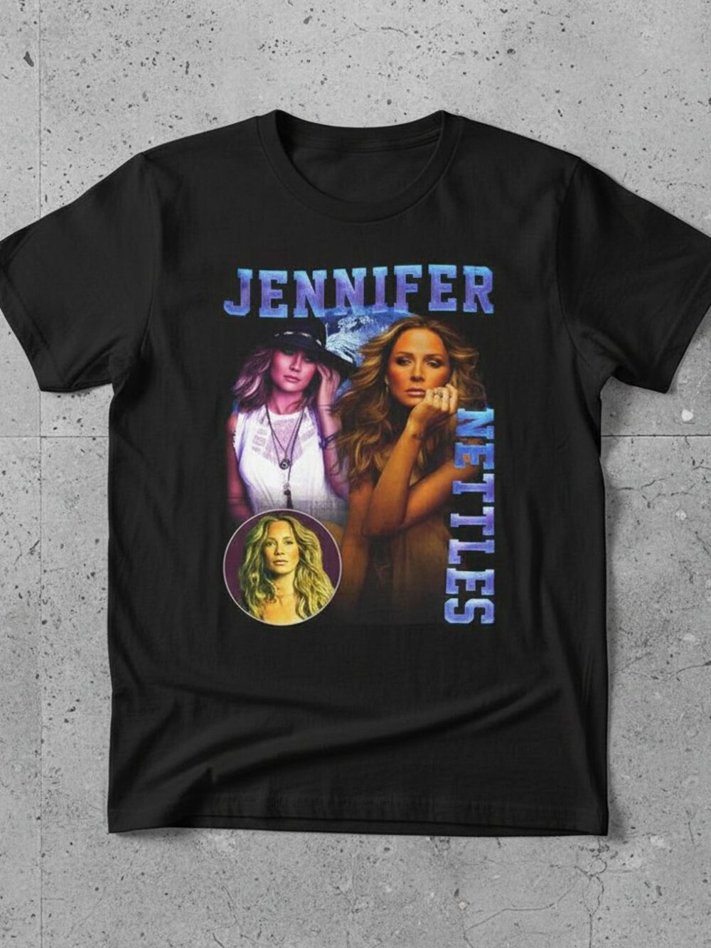Jennifer Nettles Graphic T-Shirt – Retro Style Country Music Fan Black Tee